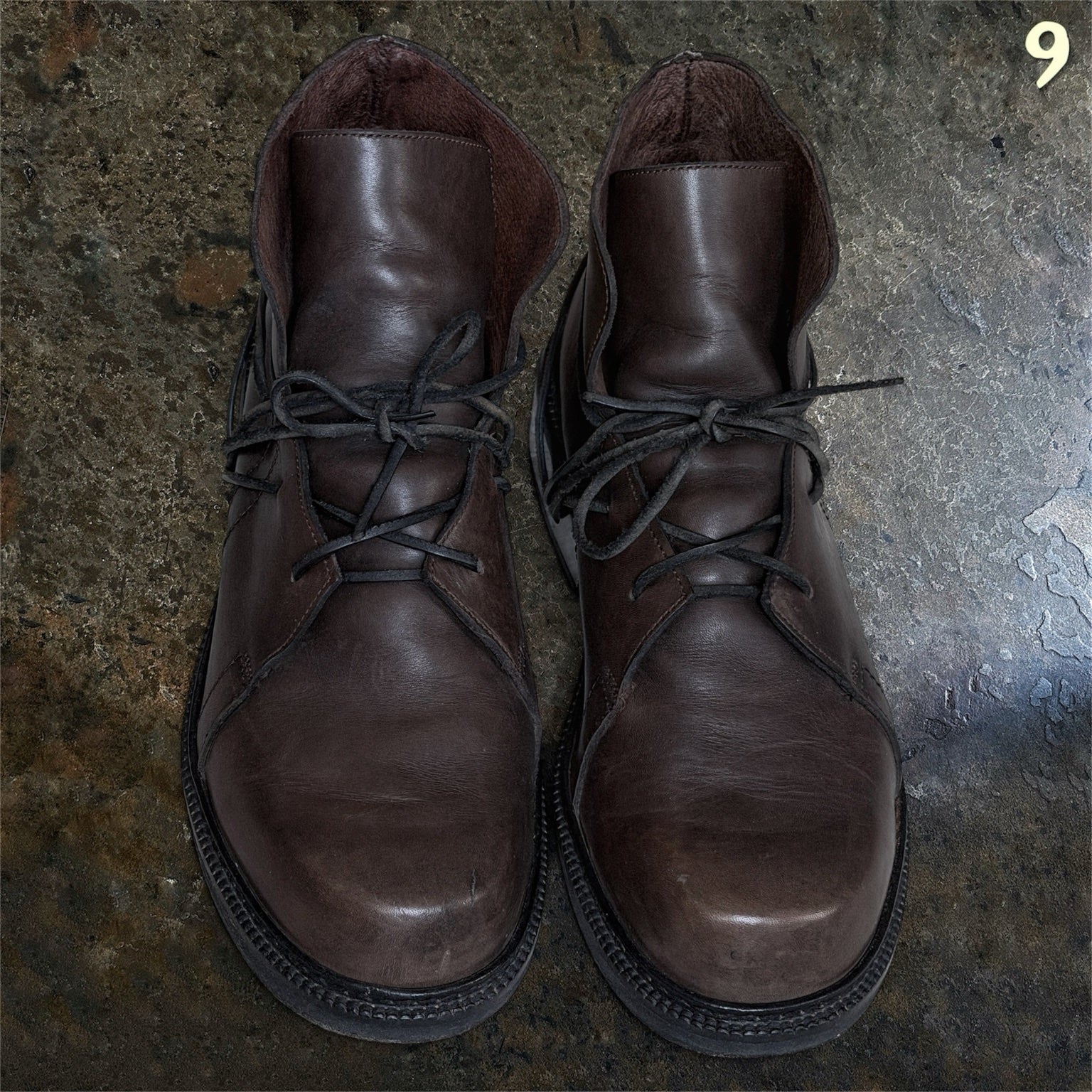 Dirk Bikkembergs Homme 1996 brown leather metal heel boots EU 45 front view