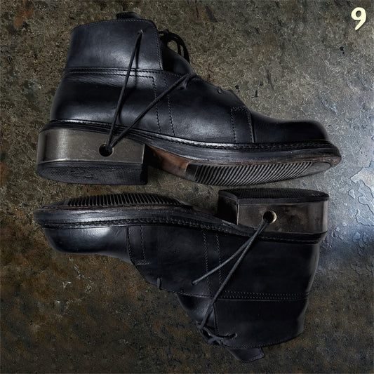 Dirk Bikkembergs FW96 black leather metal lace-through heel boots EU 43 side view