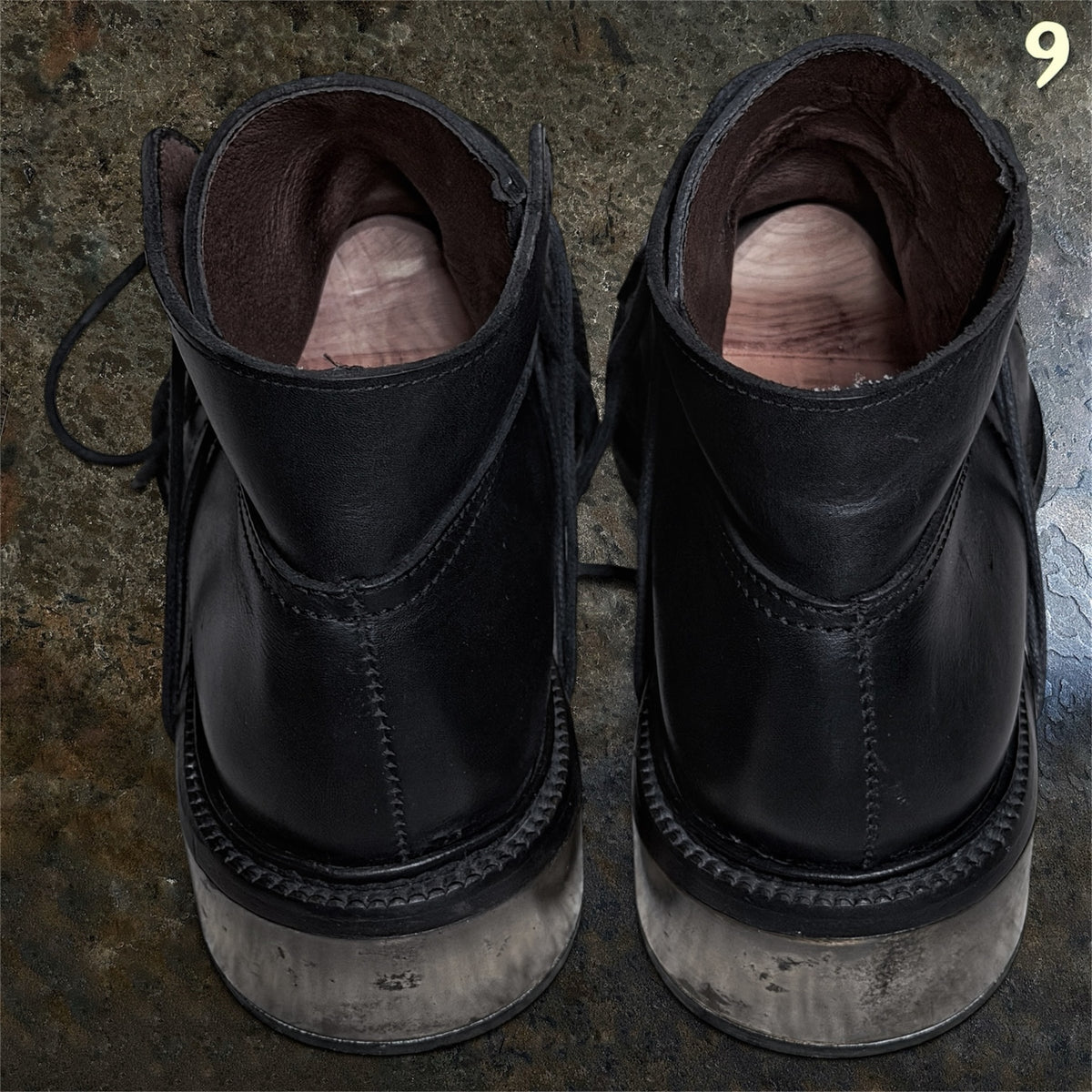 Dirk Bikkembergs FW96 black leather metal lace-through heel boots EU 43 rear view