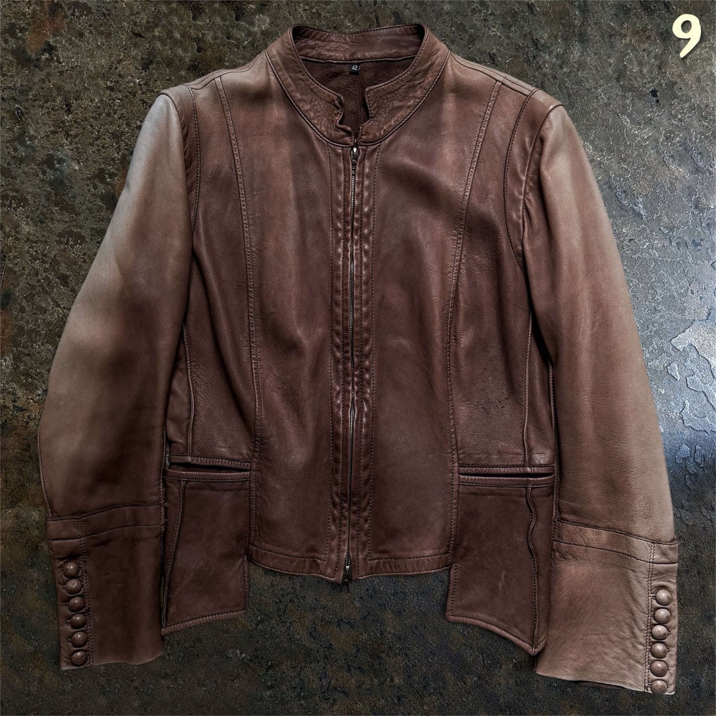 Isaac Sellam Experience archive brown patina leather jacket size 42 front