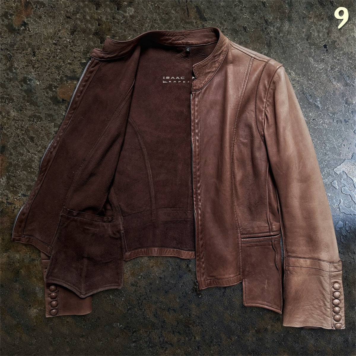Isaac Sellam Experience archive brown leather jacket size 42 open interior