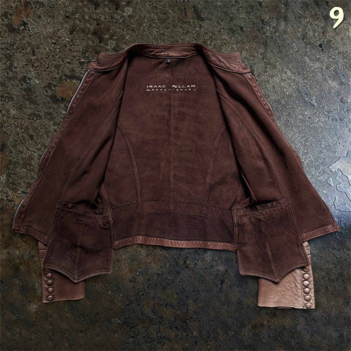 Isaac Sellam Experience archive brown leather jacket size 42 full interior