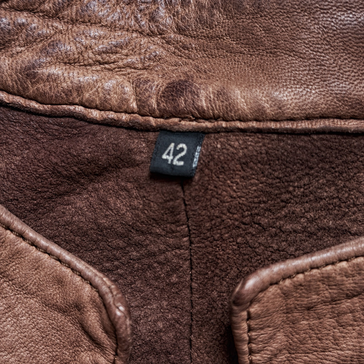 Isaac Sellam Experience archive brown leather jacket size 42 size tag detail