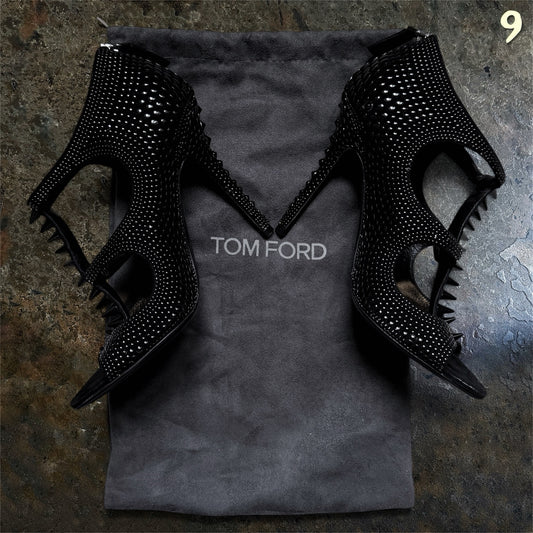 Tom Ford black studded and spiked high heels with original dust bag