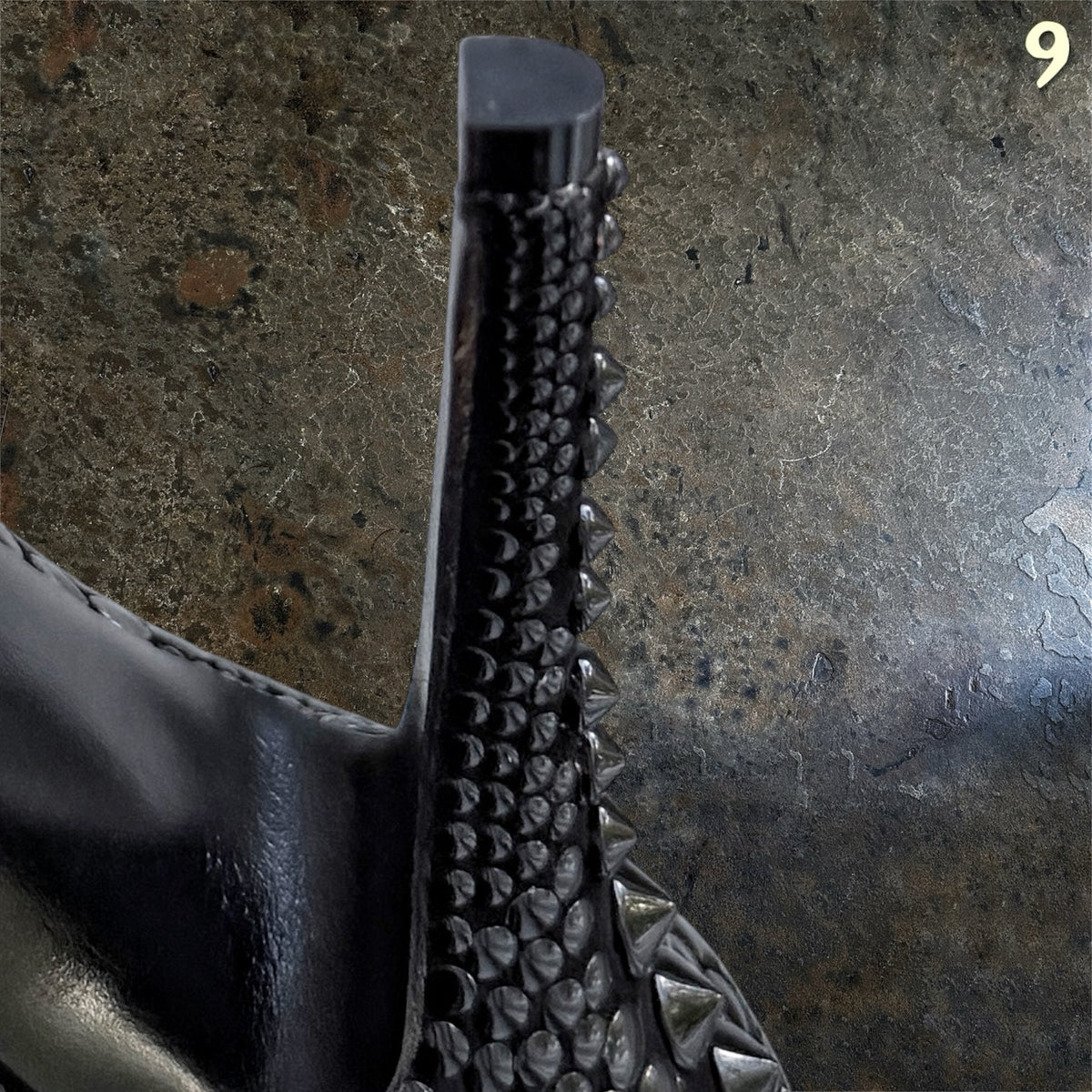 Tom Ford studded stiletto heel spike detail close-up