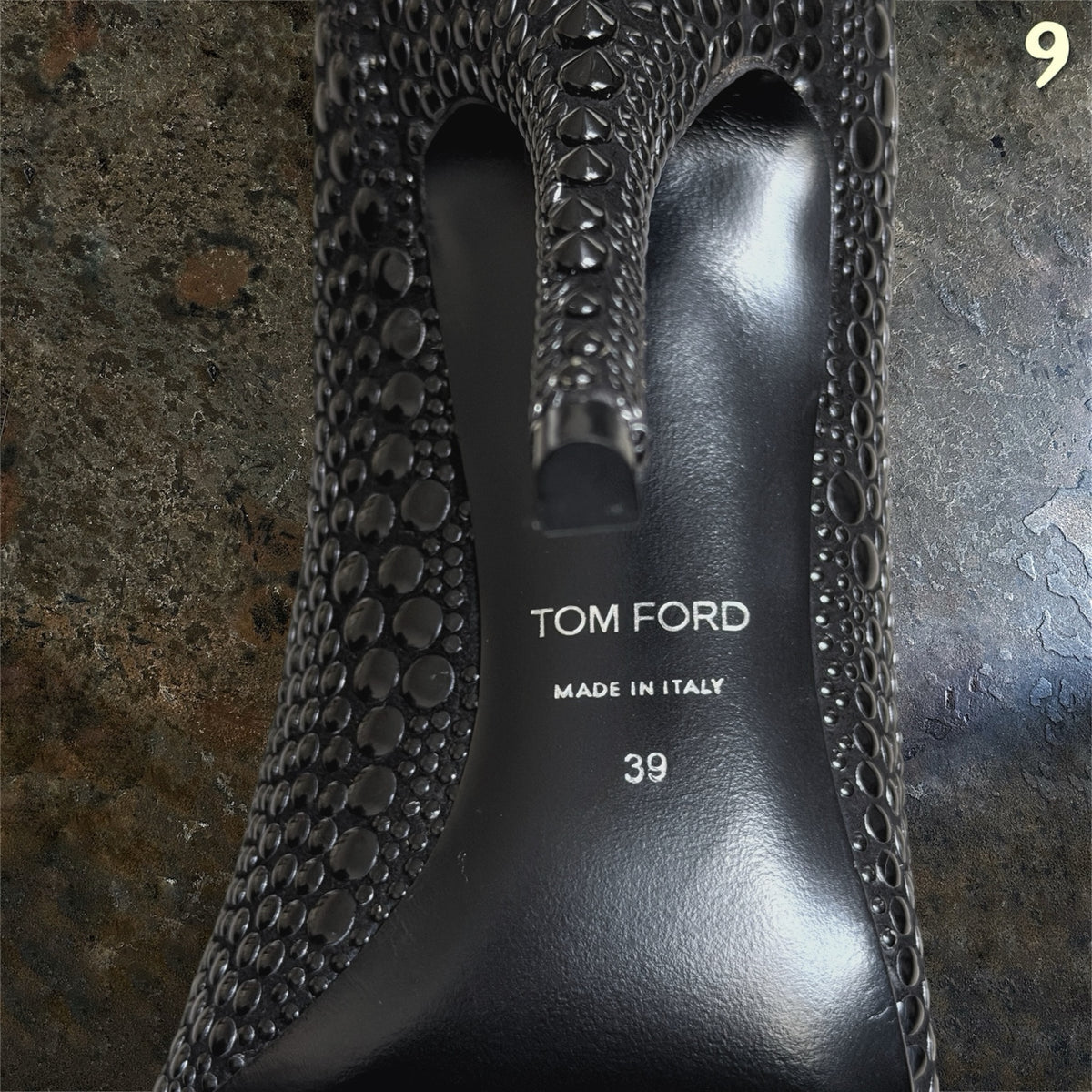 Tom Ford black studded high heel interior size 39 Made in Italy